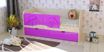 Друзья Кровать детская 2 ящика 1.6 Фиолетовый глянец в Вагайцево - vagajcevo.mebel54.com | фото