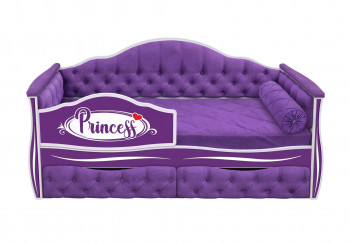 Кровать 160 серии Иллюзия 2 ящика 32 Фиолетовый (мягкие боковые накладки/подушка валик) в Вагайцево - vagajcevo.mebel54.com | фото