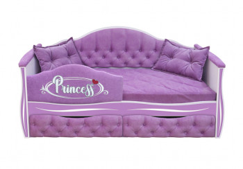 Кровать 160 серии Иллюзия 2 ящика 67 Светло-фиолетовый (подушки/мягкий бортик) в Вагайцево - vagajcevo.mebel54.com | фото