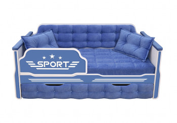 Кровать 190 серии Спорт 1 ящик 85 Синий (подушки) в Вагайцево - vagajcevo.mebel54.com | фото
