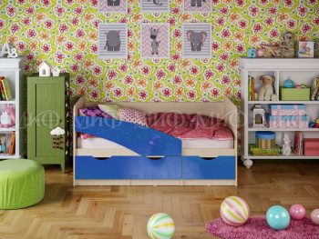 Кровать Бабочки 2,0м (Синий металлик) в Вагайцево - vagajcevo.mebel54.com | фото