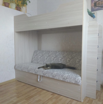 Кровать двухъярусная с диваном (Беленый дуб) в Вагайцево - vagajcevo.mebel54.com | фото