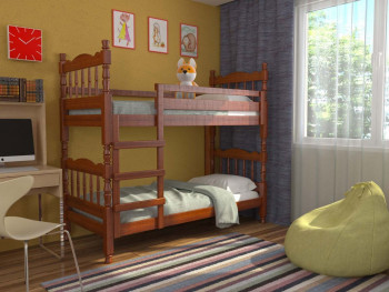 Кровать двухъярусная Соня из массива сосны 800*1890 Орех в Вагайцево - vagajcevo.mebel54.com | фото