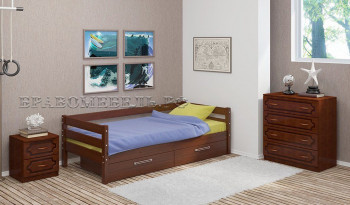 Кровать одинарная ГЛОРИЯ из массива сосны  900*2000 (Орех) в Вагайцево - vagajcevo.mebel54.com | фото