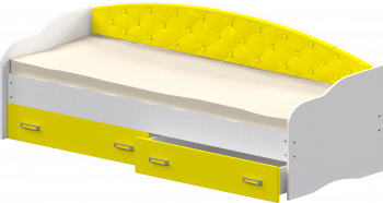 Кровать Софа-7 с мягкой спинкой (800х1900) Белый/Желтый в Вагайцево - vagajcevo.mebel54.com | фото