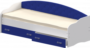 Кровать Софа-7 с мягкой спинкой (800х2000) Белый/Синий в Вагайцево - vagajcevo.mebel54.com | фото