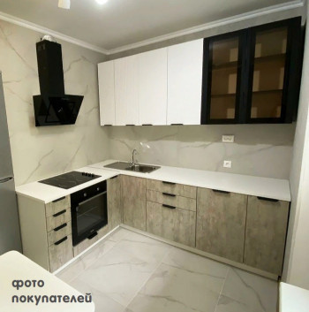 Модульная кухня Норд 1,6 м (Софт даймонд/Камень беж/Белый) в Вагайцево - vagajcevo.mebel54.com | фото
