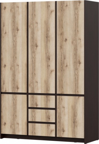 Модульная система "Прага" Шкаф для одежды трехстворчатый Дуб Венге/Дуб Делано в Вагайцево - vagajcevo.mebel54.com | фото