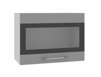 Норд ШВГС 600 Шкаф верхний горизонтальный со стеклом (Софт черный/корпус Белый) в Вагайцево - vagajcevo.mebel54.com | фото