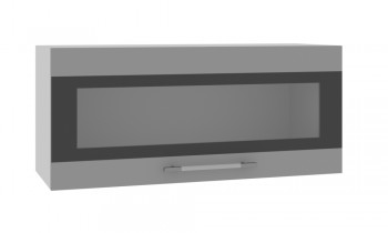 Норд ШВГС 800 Шкаф верхний горизонтальный со стеклом (Софт черный/корпус Белый) в Вагайцево - vagajcevo.mebel54.com | фото