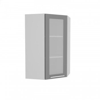 Норд ШВУС 600Н Шкаф верхний угловой (премьер) высокий (Софт черный/корпус Белый) в Вагайцево - vagajcevo.mebel54.com | фото