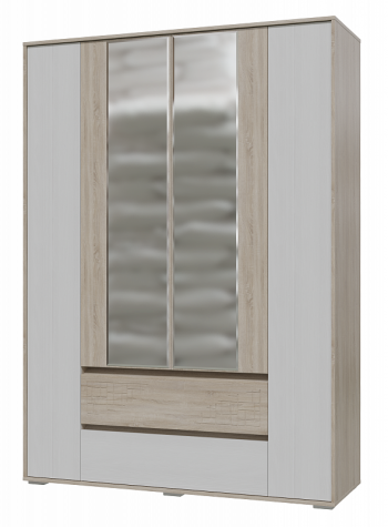 Шкаф 4-х дверный с ящиками Мальта 1600 Дуб сонома/Рамух белый в Вагайцево - vagajcevo.mebel54.com | фото