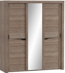 Шкаф трехдверный Соренто с раздвижными дверями Дуб стирлинг/Кофе структурный матовый в Вагайцево - vagajcevo.mebel54.com | фото